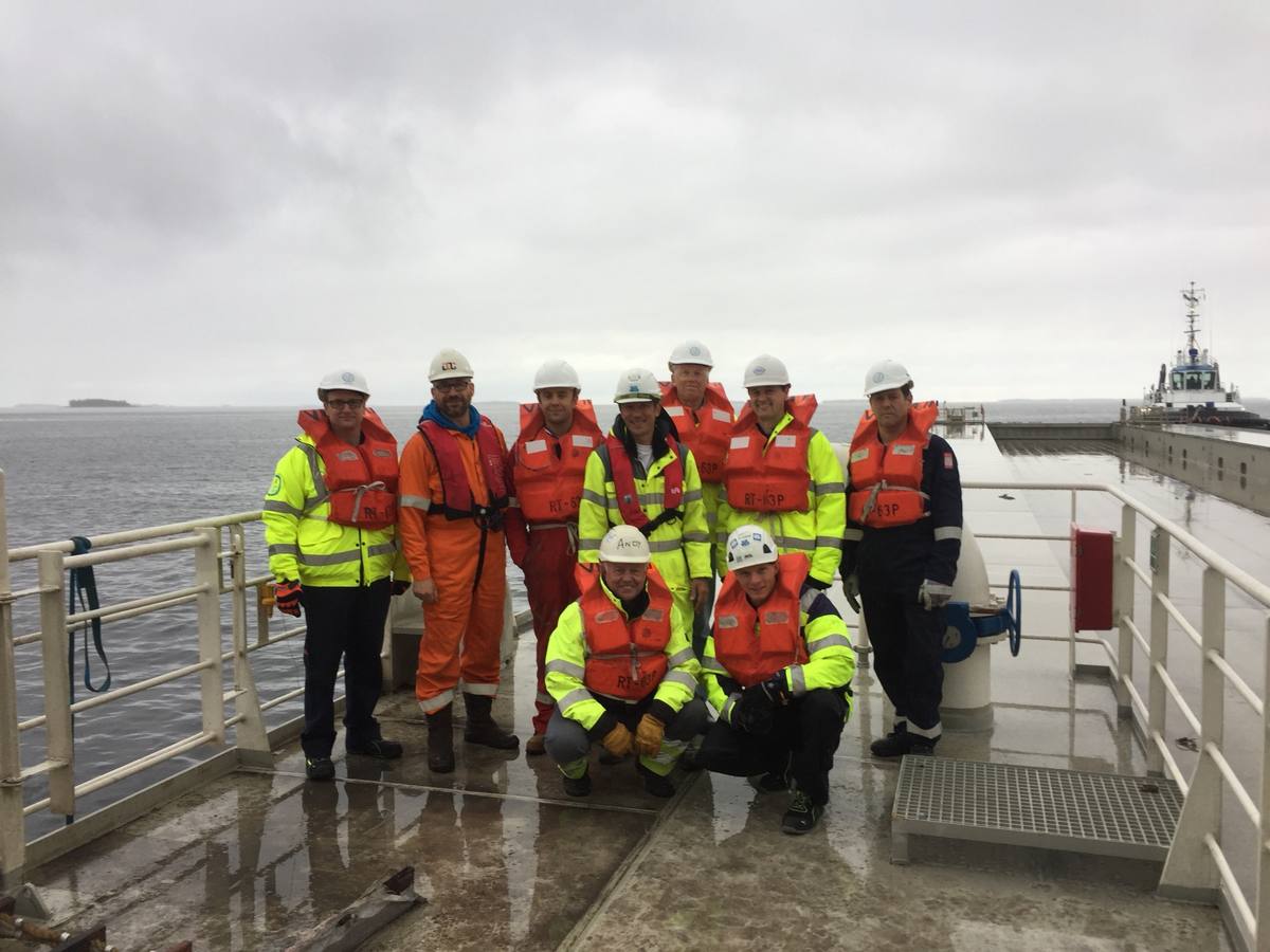 Crew on deck in safety gear